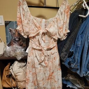 Elegant Cream and Orange Women's Dress
